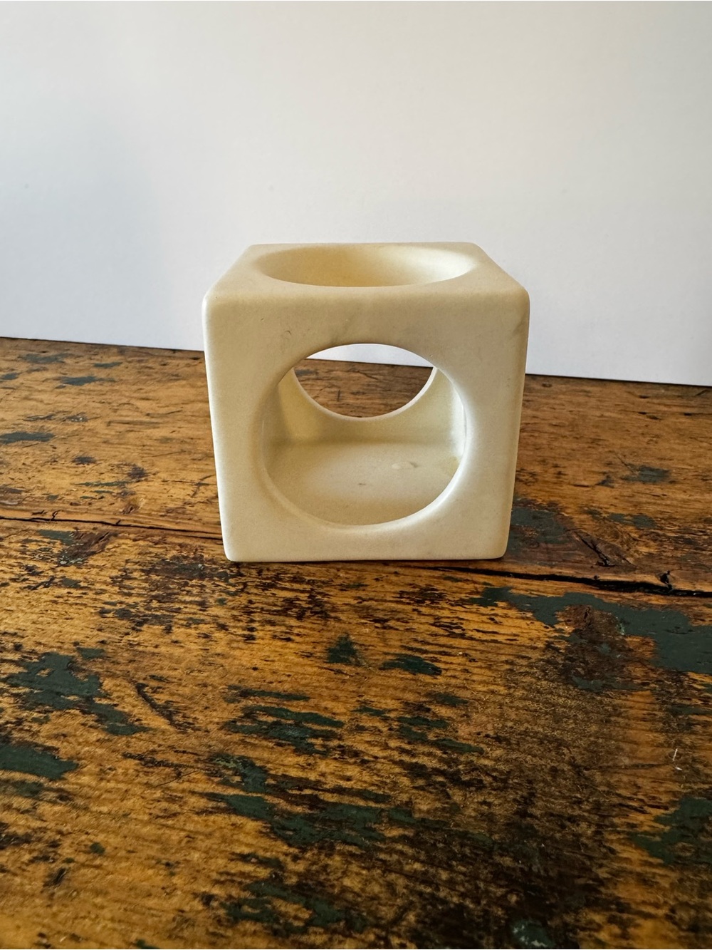 Minimalist Cube Ceramic Candle Wax Warmer in Cream